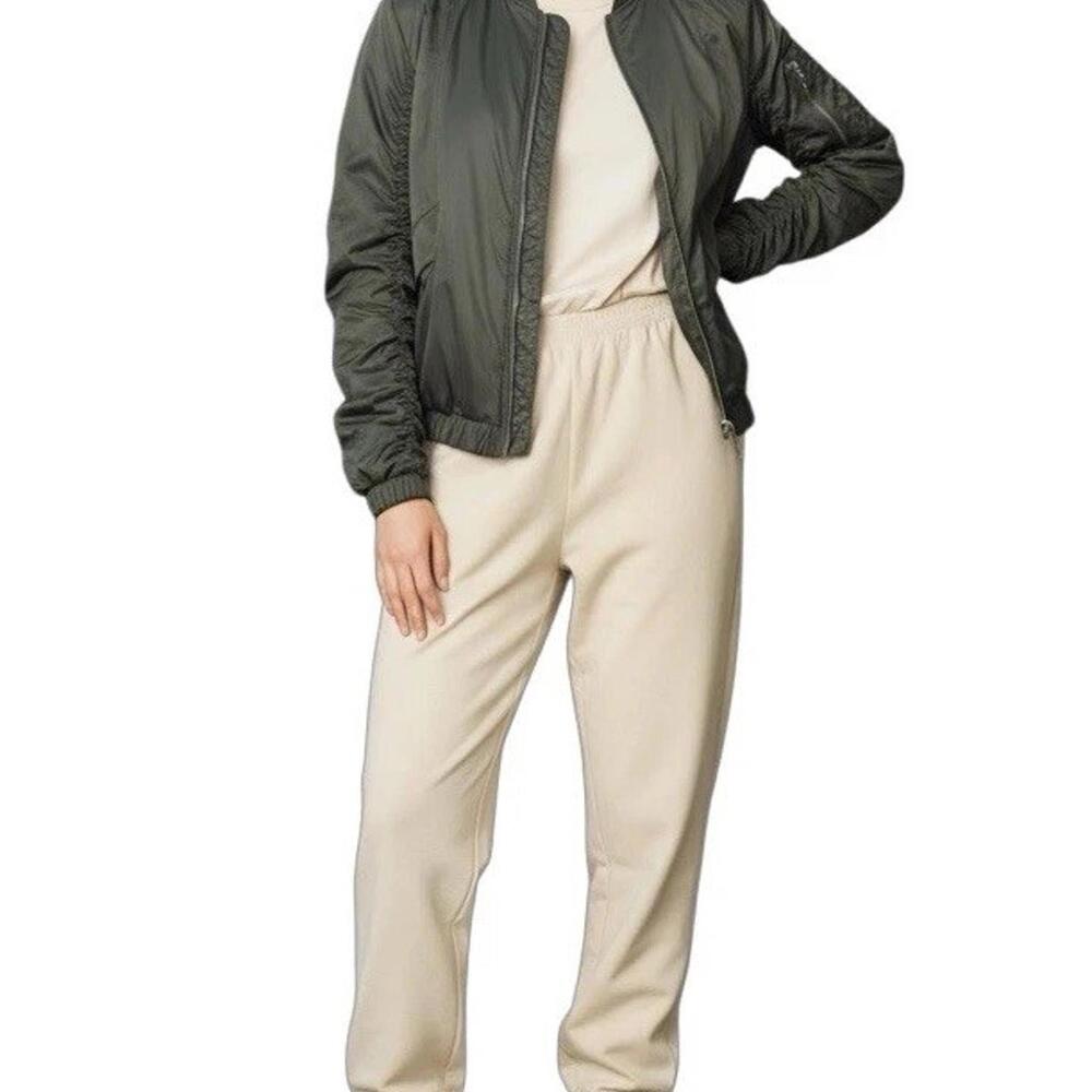 Lululemon Women’s Olive Green Bomber Jacket Size 8 Medium Slim Fit Nylon Coat